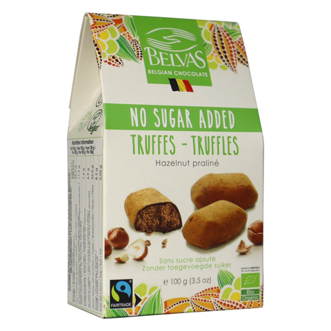 Hasselnötstryffel Sockerfri 100g, Belvas