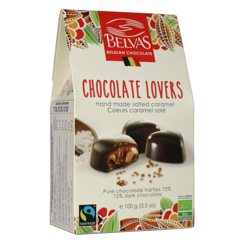 Chokladhjärtan karamell havssalt, Belvas, 100g