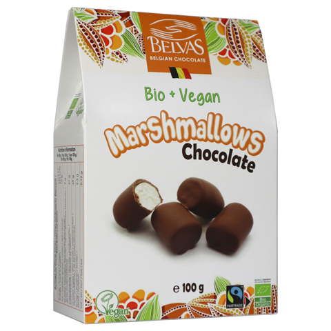 Vegan Marshmallows choklad 100g, Belvas